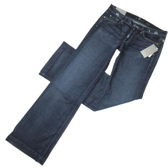 NWT 7 For All Mankind Dojo '7' Pocket Distressed Trouser Flare Jeans 31 x 34 ½ - Picture 1 of 7